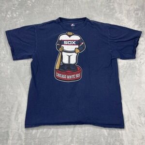 Chicago White Sox T-Shirt Mens Large Blue Majestic MLB Baseball Sports Pullover